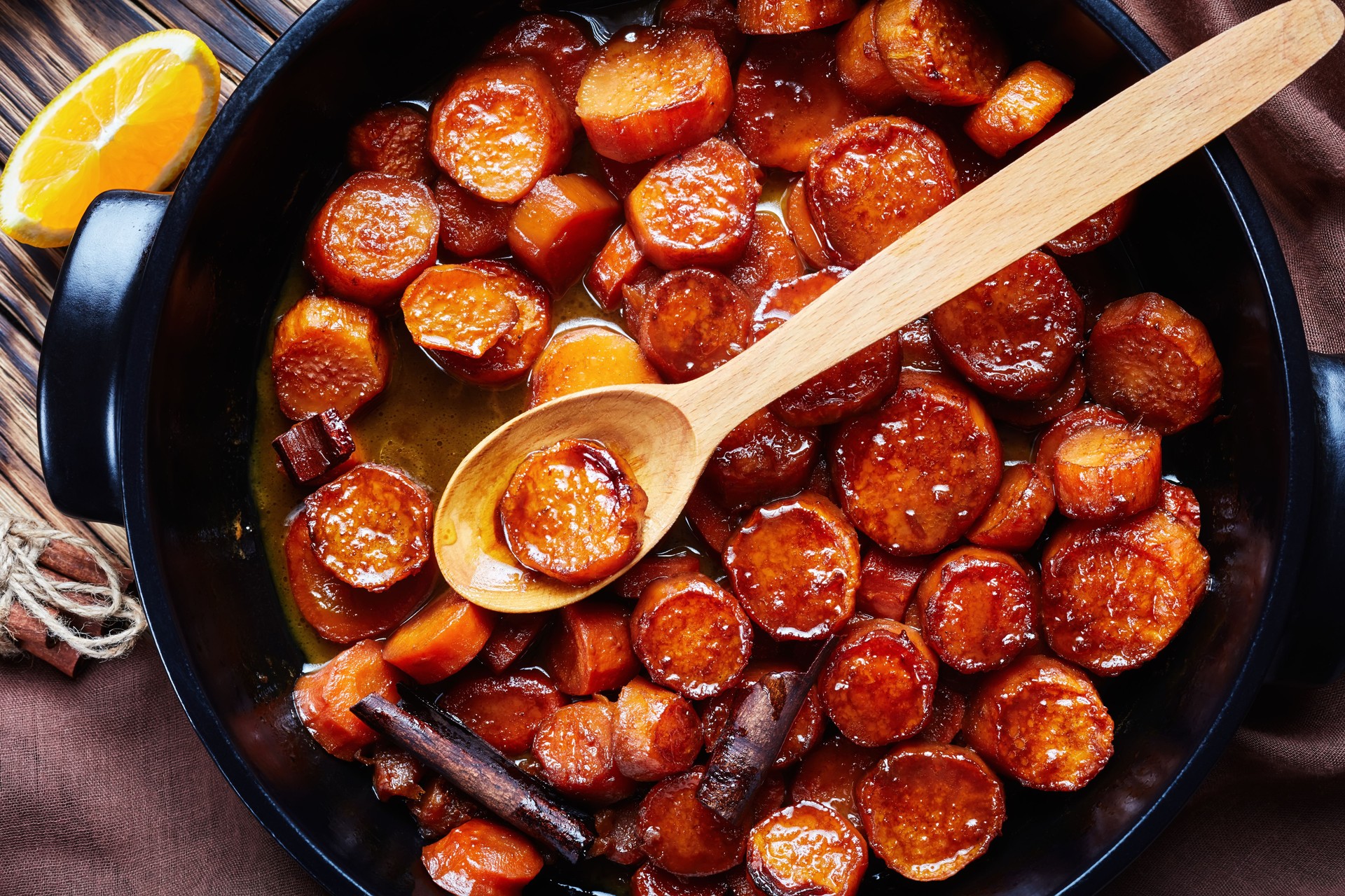 candied yams, thanksgiving sweet potatoes cooked with cinnamon, brown sugar and butter